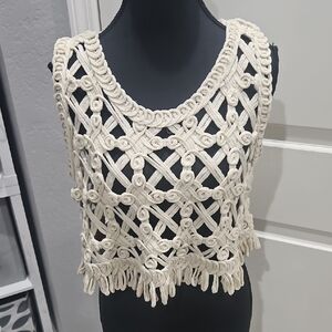 Maluma Cream Crochet Women Top size M